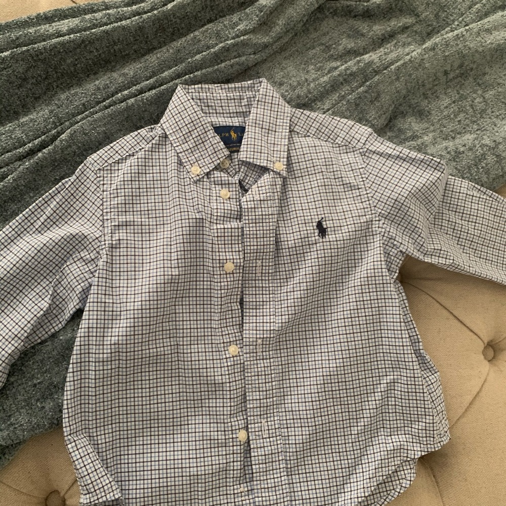 Boys Polo shirt blue, white, black stripes